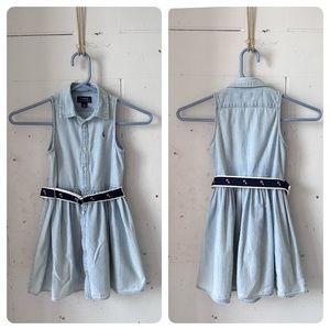 Polo Ralph Lauren Nautical Chambray Denim Anchors Belt Girls Dress